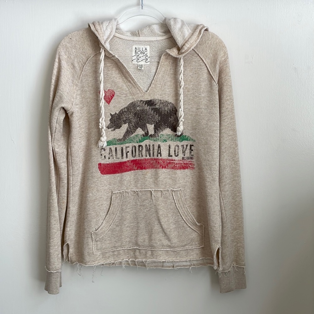 Billabong - Cream Distressed Hoodie w/California Love & Beat